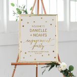 Póster Gold Polka Dots Engagement Party Welcome<br><div class="desc">This gold polka dots engagement party welcome poster is perfect for an elegant wedding engagement. The simple design features chic gold confetti on a creamy champagne background with beautiful faux gold foil calligraphy. Customize the poster with the names of the couple, and the date and location of the party. Please...</div>