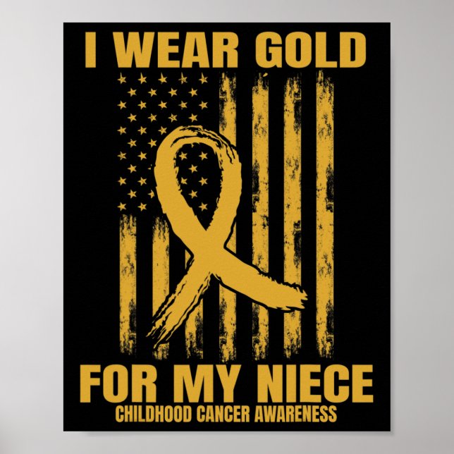 Póster Gold Ribbon Niece Childhood Cancer Awareness Ameri (Frente)