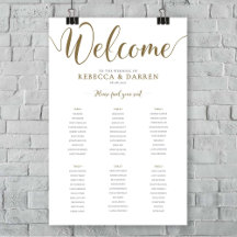 Gold Wedding Seating Chart 24x36