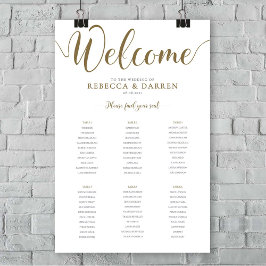 Póster Gold Wedding Seating Chart 24x36