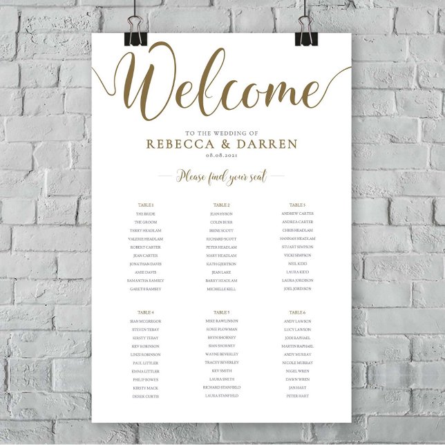 Póster Gold Wedding Seating Chart 24x36 (Subido por el creador)
