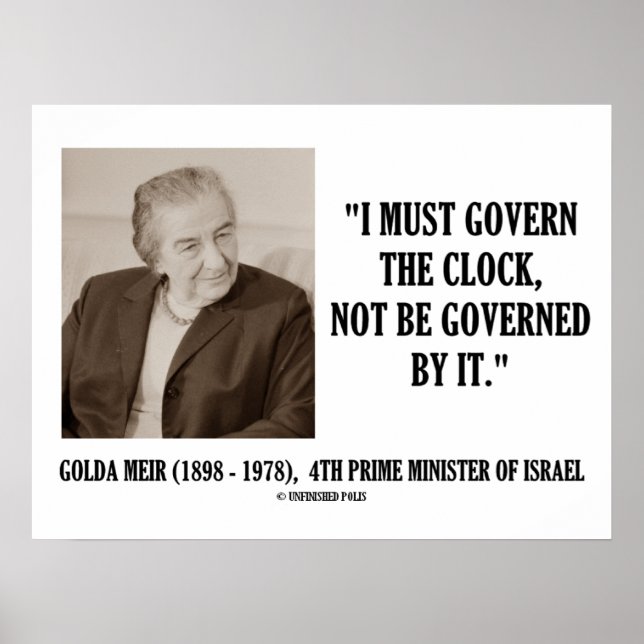 Póster Golda Meir, Debo Gobernar La Cita Del Reloj (Frente)