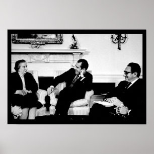 Póster Golda Meir, presidente Nixon y Henry Kissinger