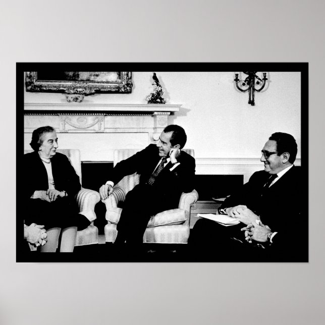 Póster Golda Meir, presidente Nixon y Henry Kissinger (Frente)
