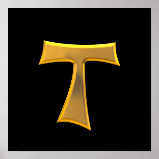 Póster Golden 3D Look Franciscan Tau Cross (Frente)
