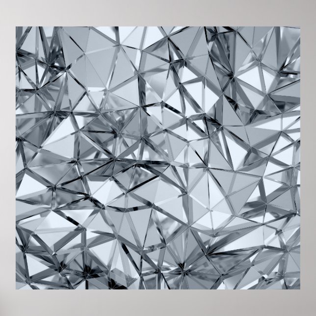 Póster Golden 3D Metalizado: fondo geométrico (Frente)