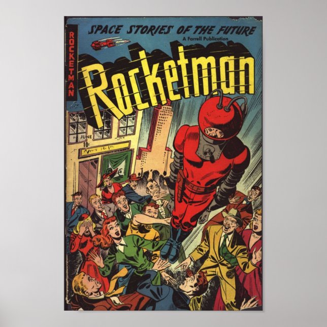 Póster Golden Age Comic Art - Rocketman (Frente)