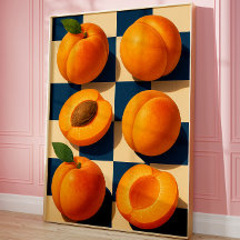 Golden Apricot Checkerboard Art Print, Kitchen