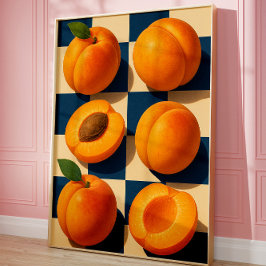 Póster Golden Apricot Checkerboard Art Print, Kitchen