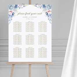 Póster Golden Bloom: Blue & White Floral Wedding 