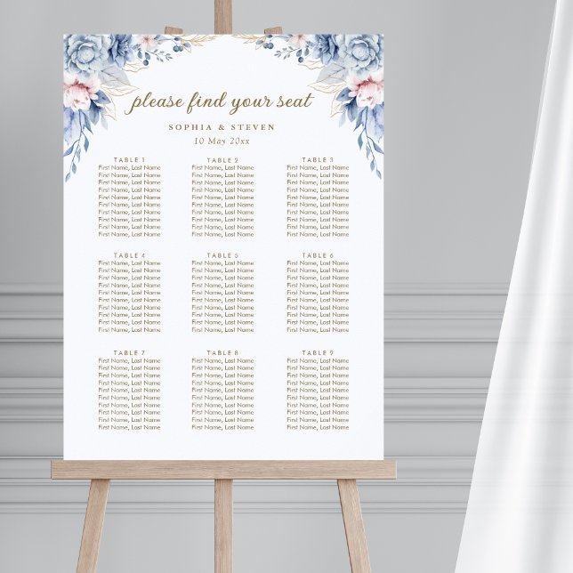 Póster Golden Bloom: Blue & White Floral Wedding  (Subido por el creador)