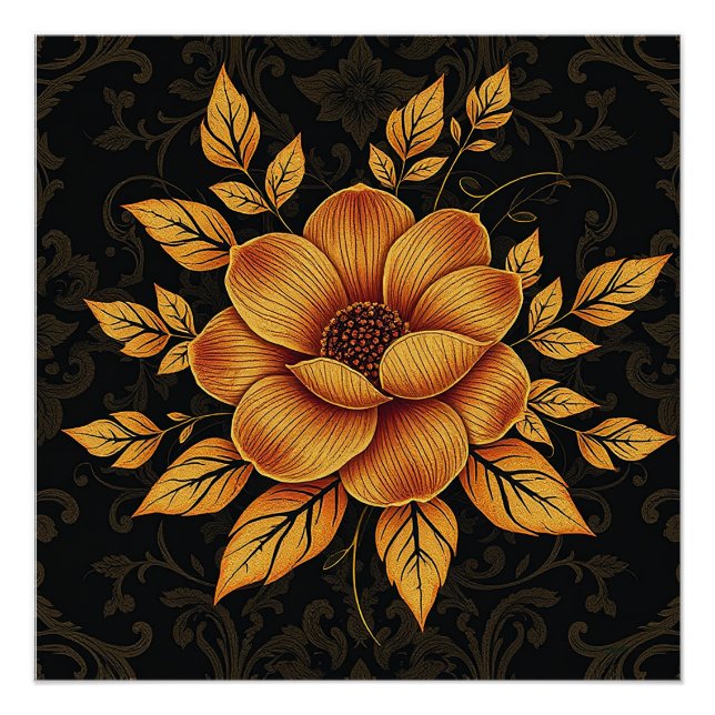 Póster Golden Bloom Floral (Anverso)