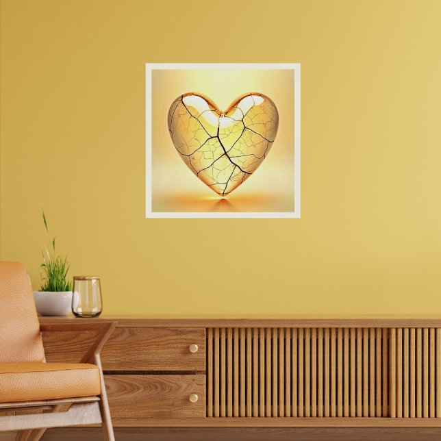 Póster Golden Cracked Heart Art (Salón 2)