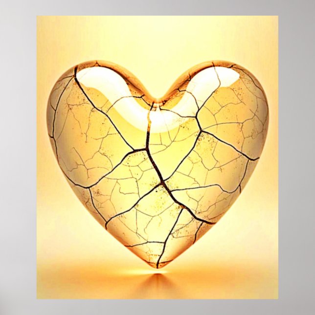 Póster Golden Cracked Heart Art (Frente)