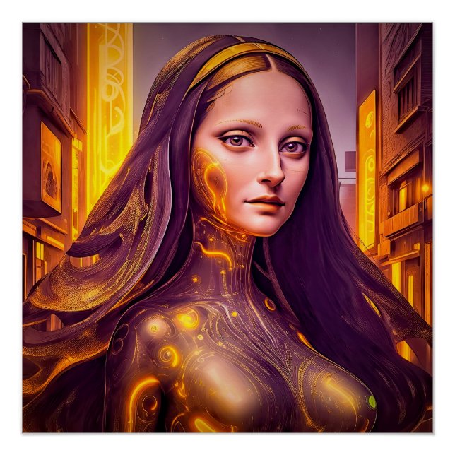 Póster Golden Cyborg Mona Lisa (Anverso)