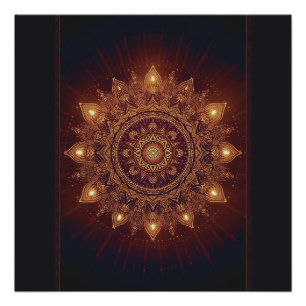 Póster Golden Diwali Mandala - Ligera por dentro y alrede