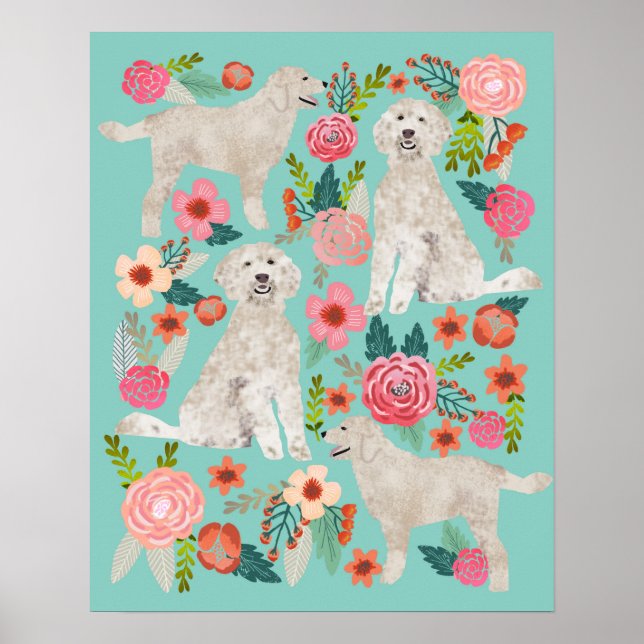 Póster Golden Doodle Floral Dog Art (Frente)