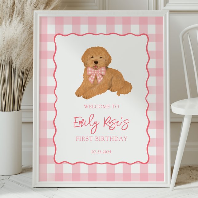 Póster Golden Doodle Puppy Birthday Party Welcome (Subido por el creador)