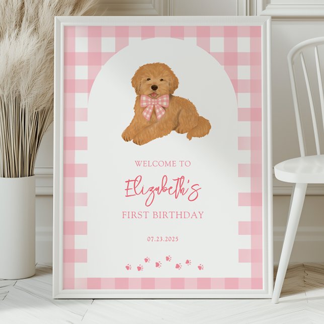 Póster Golden Doodle Puppy Birthday Party Welcome (Subido por el creador)