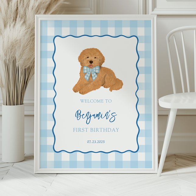 Póster Golden Doodle Puppy Birthday Party Welcome (Subido por el creador)