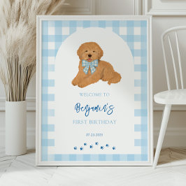 Póster Golden Doodle Puppy Birthday Party Welcome 
