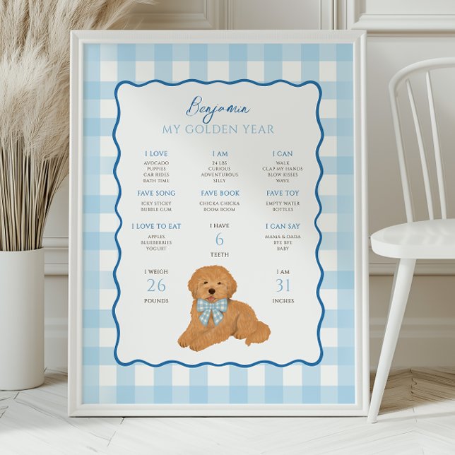 Póster Golden Doodle Puppy Dog 1st Birthday Milestone  (Subido por el creador)