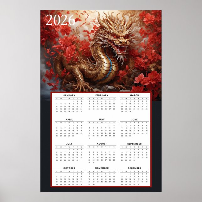 Póster Golden Dragon Calendar 2026 – Autumn Fire  (Frente)