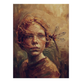 Póster Golden Dragonfly Whisper – Warm Impressionist Oil 