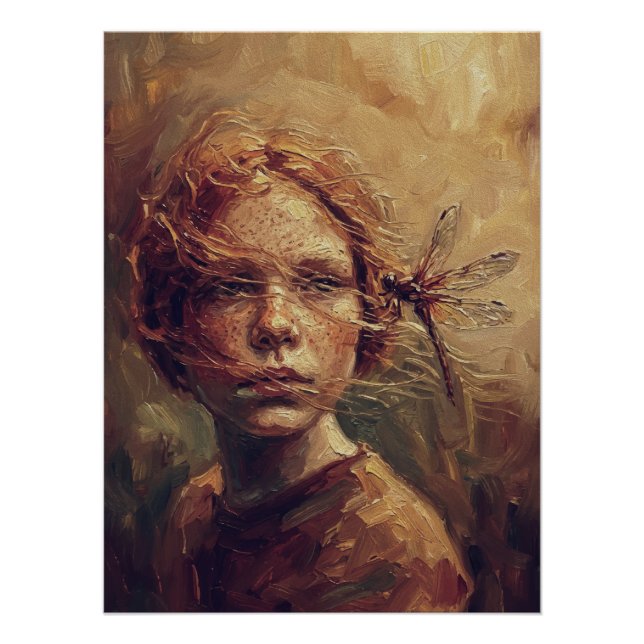 Póster Golden Dragonfly Whisper – Warm Impressionist Oil  (Anverso)