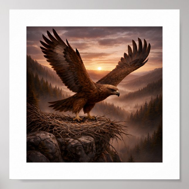 Póster Golden Eagle (Aquila chrysaetos) – Birds of Prey  (Frente)