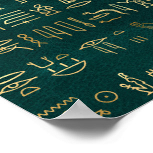 Póster Golden Egyptian Hieroglyphs Typography Egypt