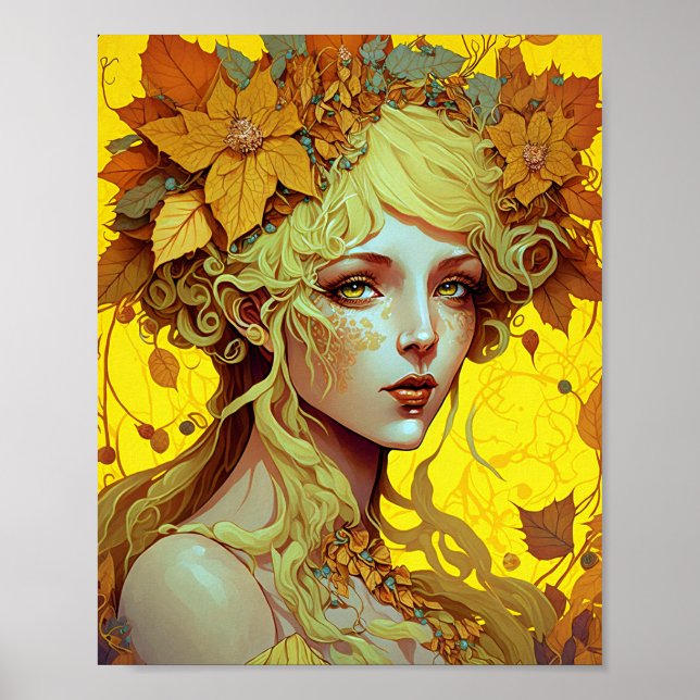 Póster Golden Elf Fairy Fae Fantasy Art (Frente)