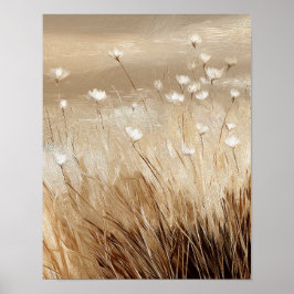 Póster Golden Field Blossoms #4 – Warm Neutral Wildflower