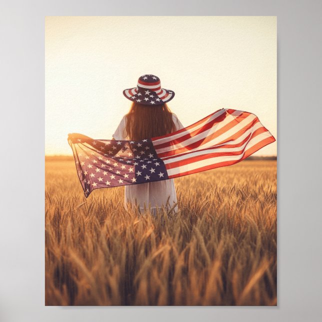 Póster Golden Fields of Freedom – 4th of July Art (Frente)