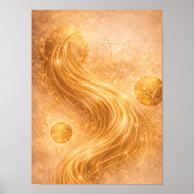 Póster Golden Flow Abstract Wall Art – Luxury Gold Energy (Frente)