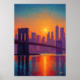 Póster Golden Gate Bridge Pointillism San Francisco 