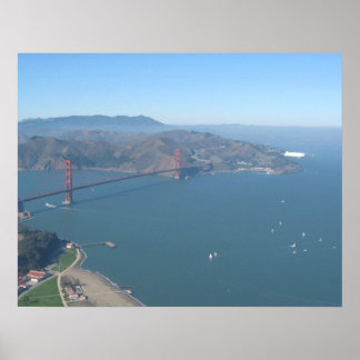 Póster Golden Gate Bridge with Zeppelin Poster