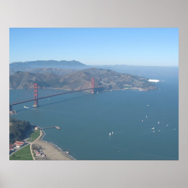 Póster Golden Gate Bridge with Zeppelin Poster (Frente)