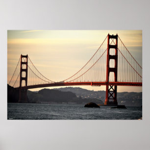 Póster Golden Gate en la puesta del sol