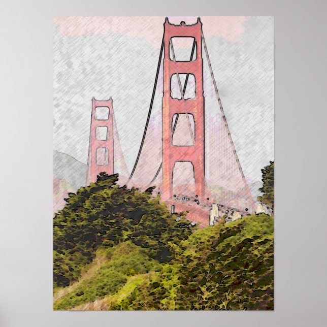Póster Golden Gate en Oil (Frente)