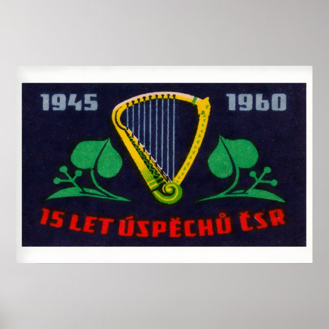 Póster Golden Harp - Matchbox Print - Czech Wall Art (Frente)