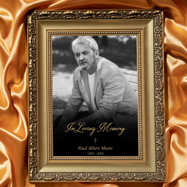 Póster Golden In Love Memory BW Photo Funeral Service (Subido por el creador)