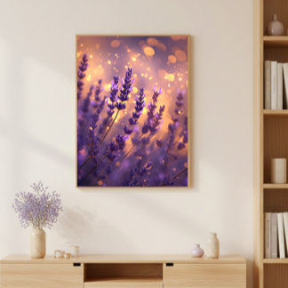 Póster Golden Lavender Field Wall Art Print