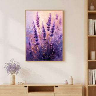 Póster Golden Lavender Flowers Wall Art Print Poster