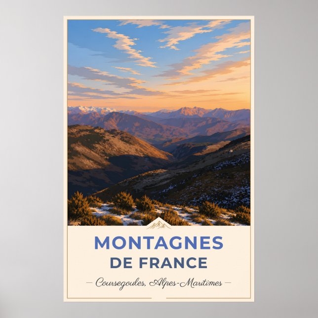 Póster Golden Light Over the French Alps – Coursegoules (Frente)