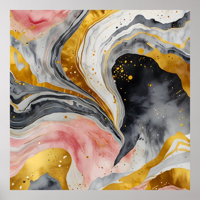 Póster Golden Marble Whirls (Frente)