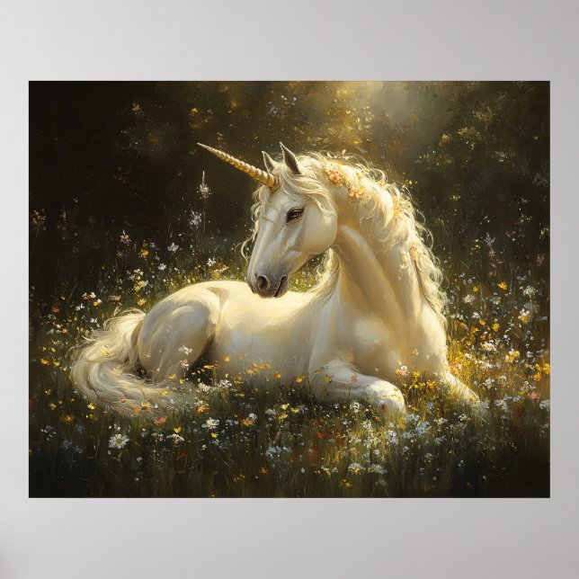 Póster Golden Meadow Unicorn (Frente)