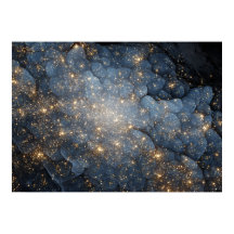 Golden Nebula Sparkles Midnight Blue Cosmos