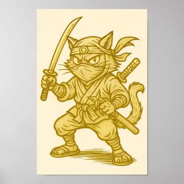 Póster Golden ninja cat (Frente)