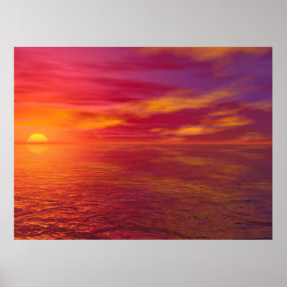 Póster Golden Ocean Sunset